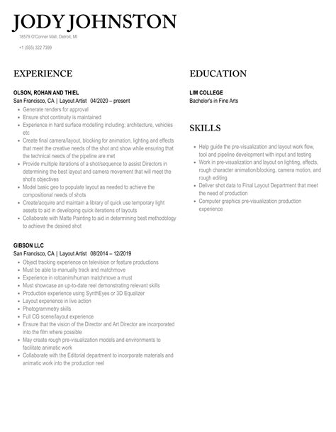 Layout Artist Resume Samples | Velvet Jobs