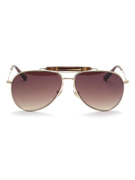 Lyst - Gucci Bamboo Aviator-Style Sunglasses in Brown for Men