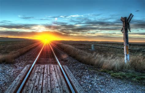 Wallpaper grass, twilight, road, sky, field, landscape, sunset, clouds ...