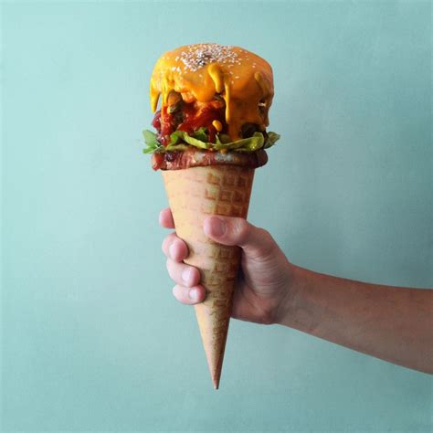 burger on an ice cream cone