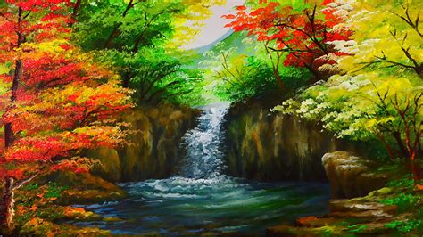 Water Falls In Autumn Forest by beejay-artlife12 on DeviantArt