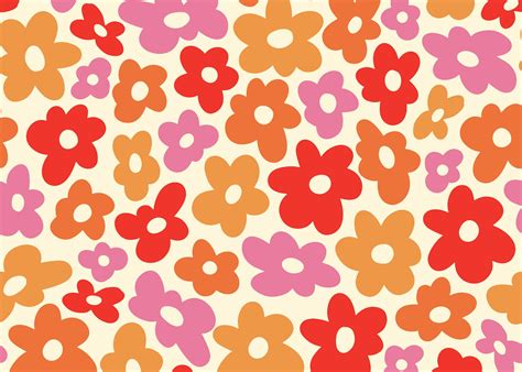 Retro Groovy Flower Prints | 70s Styled Vintage Wallpapers | Happywall