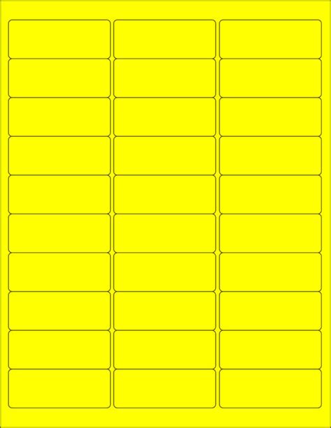 2-5/8" x 1" Fluorescent Yellow Sheeted Labels (100 Sheets) - Thermal Label HQ