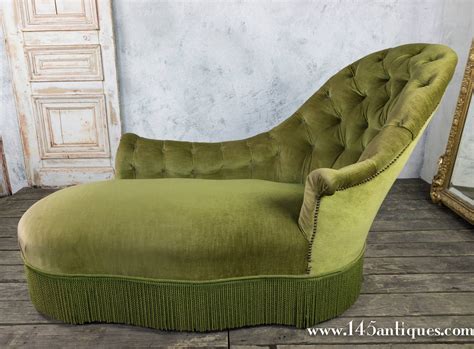 Tufted Asymmetrical Green Chaise Lounge at 1stdibs