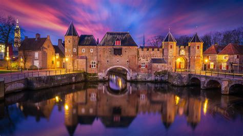 nature, Landscape, Architecture, Castle, Clouds, Water, Reflection, Long Exposure, Lights, Tower ...