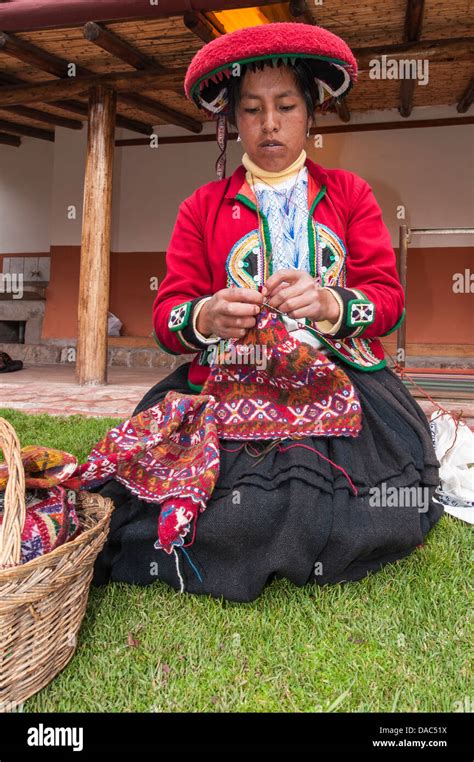 Traditionally red dress dressed costume clothing sweater Inca Incan ...