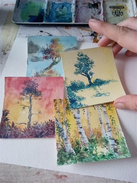 some small watercolor tree studies. not very detailed, but i love the colors. : r/Watercolor