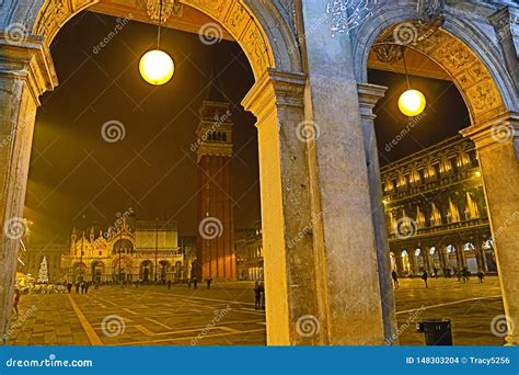 The Basilica Di San Marco on the Piazza Di San Marco at Night- Venice, Italy Stock Photo - Image ...