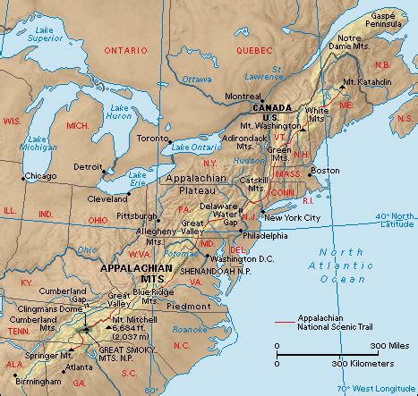 Map of the Appalachian Mountains