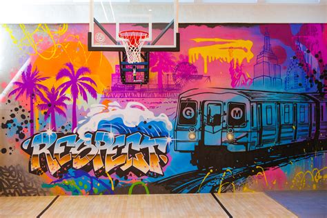 Basketball Court Mural for Private Client – Los Angeles Mural Company ...