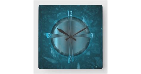 "Atmospheric Blue/Aqua Patterned >Wall Clock" Square Wall Clock | Zazzle