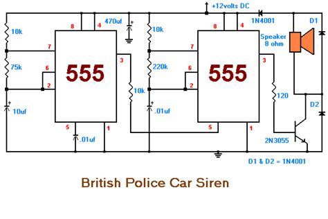 British Police Car Siren - Circuit Scheme