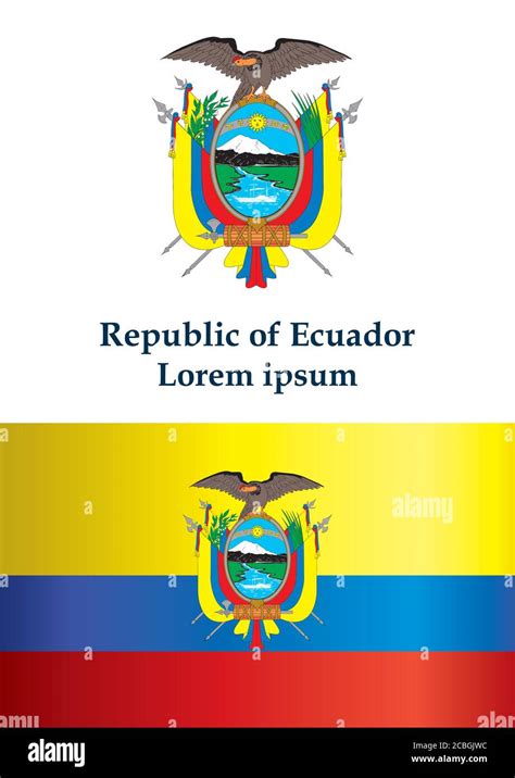 Flag of Ecuador, Republic of Ecuador. Template for award design, an official document with the ...