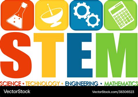 Stem logo with education and learning icon Vector Image