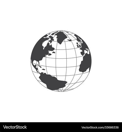 Earth globe black and white symbol or icon Vector Image