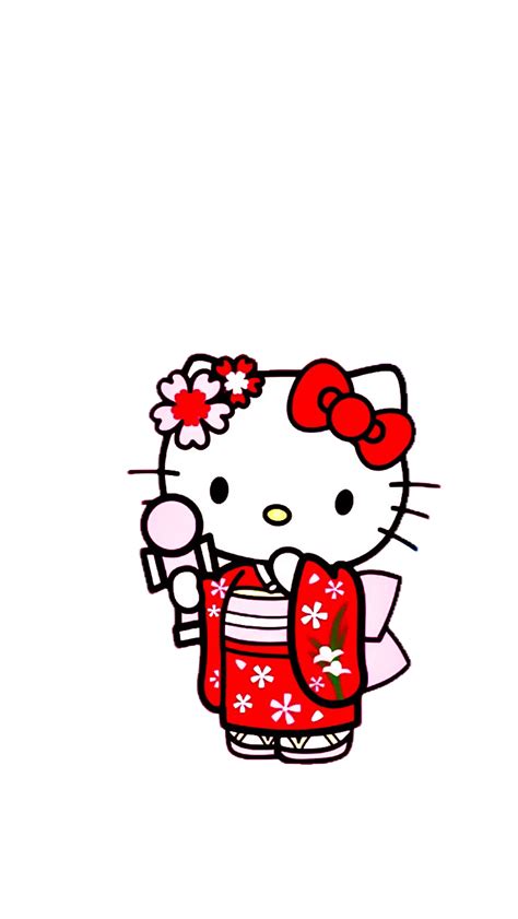 Hello Kitty Cartoon Character in a Red Kimono