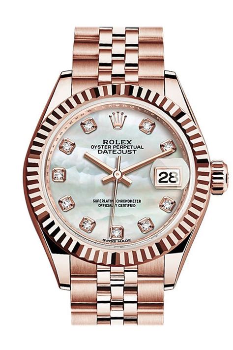 Rolex 279165 Datejust 28 Chocolate Diamond Dial Fluted Rose Gold President Ladies Watch ...