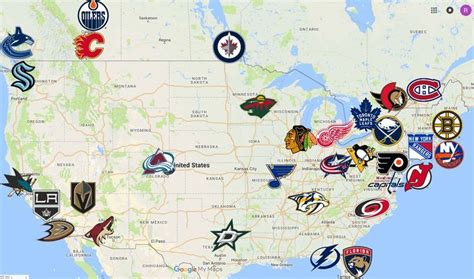 2021 NHL Map | Nhl, Map, Team logo