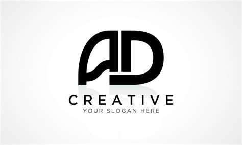 AD Letter Logo Design Vector Template. Alphabet Initial Letter AD Logo Design With Glossy ...