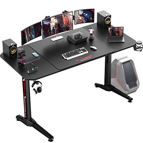 VIT 63 Inch Ergonomic Gaming Desk, T-Shaped Office PC Computer Desk with Desk Mouse Pad, Gamer ...