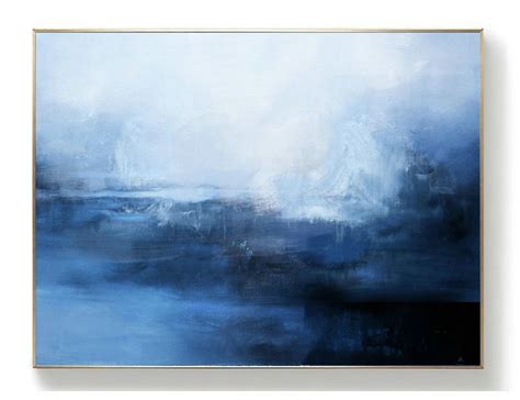 Large Sky Abstract Painting, Dark Blue Ocean Painting, Original ...