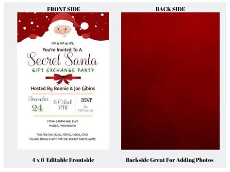 Festive Secret Santa Gift Exchange Christmas Party Invitation