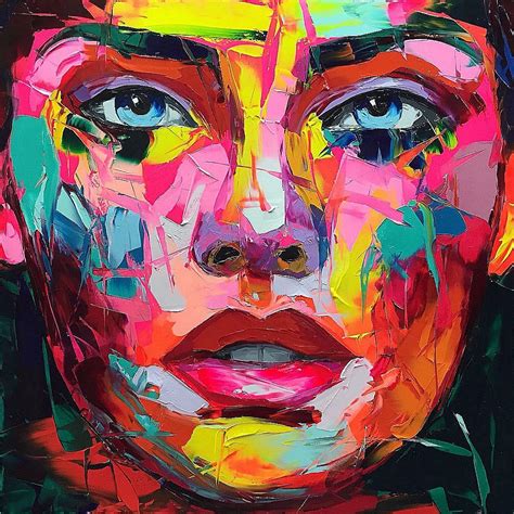 Aliexpress.com : Buy Hand Painted Cool Woman Wall Art Canvas Painting Abstract Artwork Face ...