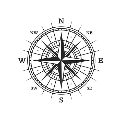 Old compass, vintage map wind rose vector sign 16143417 Vector Art at ...