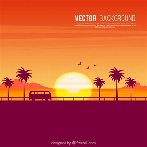 Beach Sunset Vector at GetDrawings | Free download