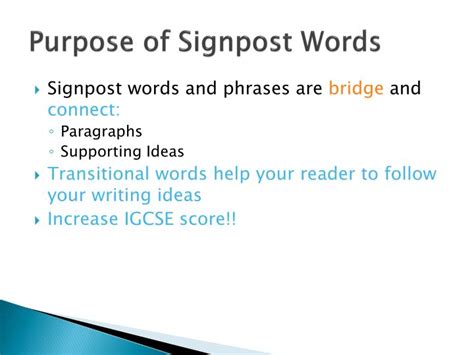 PPT - Signpost Words PowerPoint Presentation - ID:2484917