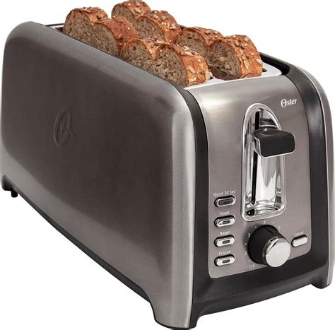 Oster - 4-Slice Extra-Long-Slot Toaster - Stainless Steel/Black | eBay