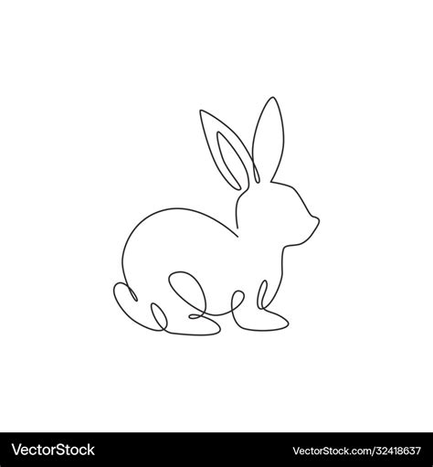 Single continuous line drawing funny rabbit Vector Image