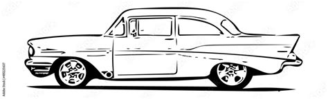 retro vintage car sketch isolated on a white background. classic retro ...