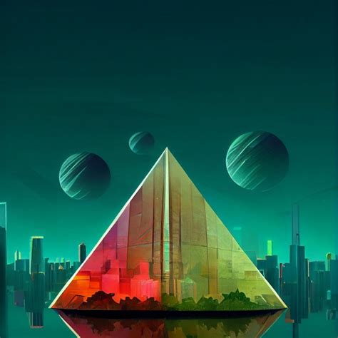 Premium Photo | Digital illustration of pyramid a futuristic city