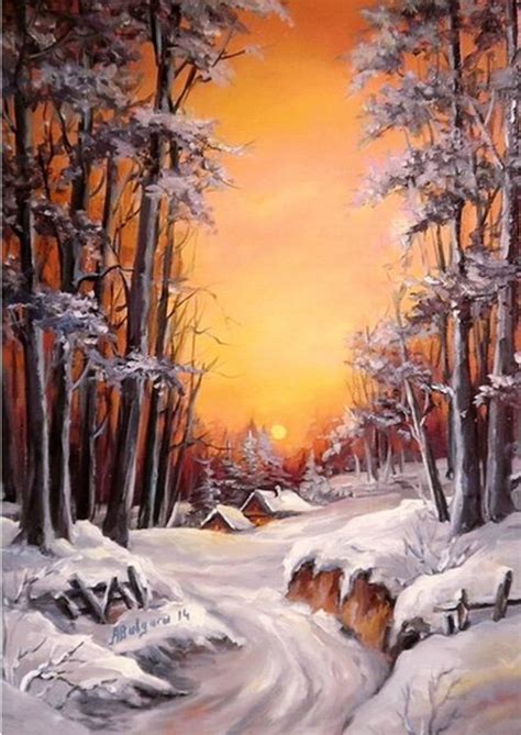 40 Original Winter Paintings on Canvas - Bored Art