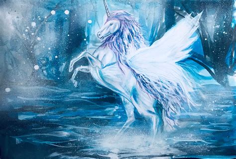 Pegasus Unicorn Standing in Water. - Etsy UK