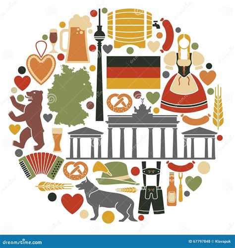 Icons of Germany in the Form of a Circle Stock Vector - Illustration of cake, dirndl: 67797848