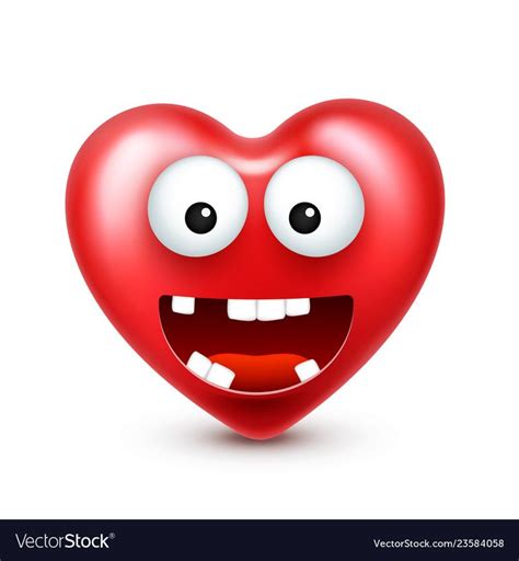 Heart smiley emoji vector for Valentines Day. Funny red face with ...