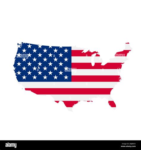 USA flag map. Country outline with national flag Stock Photo - Alamy