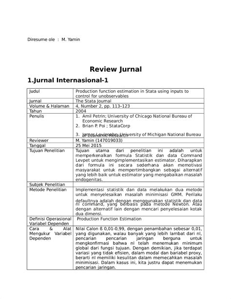 Contoh Review Jurnal Ekonomi - Diresume Diresume ole ole : : M. M. YYaminamin Review ...