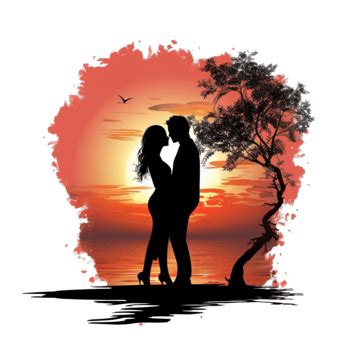 Lovers Silhouette In Sunset, Romance, Love, Couple PNG Transparent ...