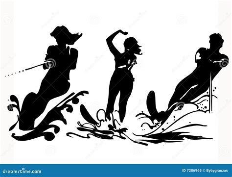 Water Skier, Black Silhouette, Vector Icon | CartoonDealer.com #214958472