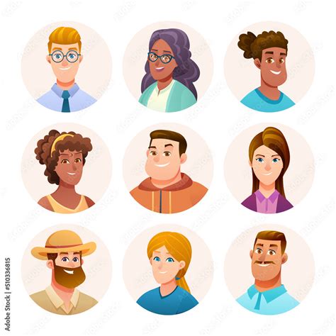 Collection of people avatar characters. Male and female avatars in cartoon style Stock Vector ...