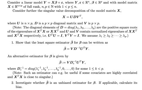 Solved Consider a linear model Y=Xβ+ε, where Y,ε∈Rn,β∈Rp and | Chegg.com