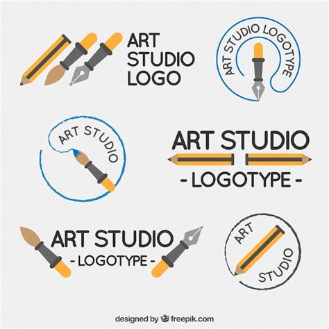 Free Vector | Several cute logos of art studio