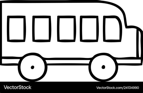 Line drawing cartoon school bus Royalty Free Vector Image