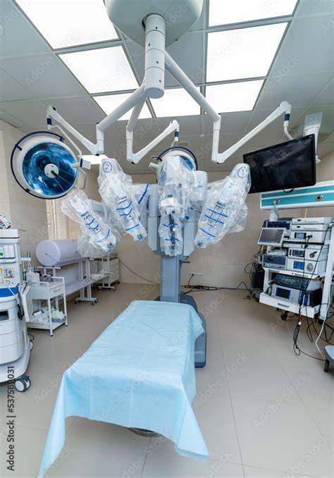 New hospital robotic operating. Medical surgery robot in empry room. Stock Photo | Adobe Stock