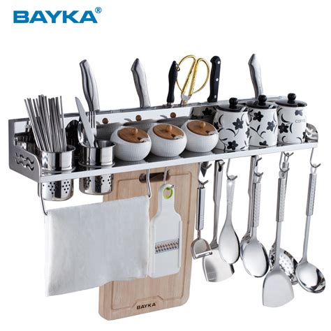 Sallei 304 stainless steel kitchen tool holder shelf storage products kitchen seasoning rack ...