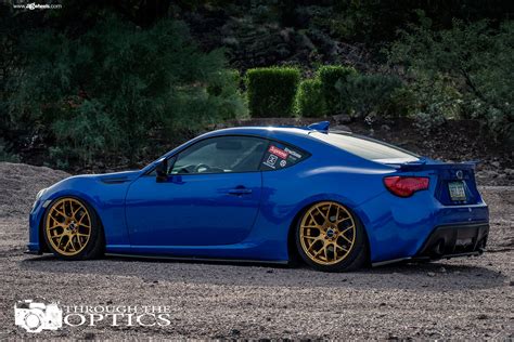 Stance Is Everything: Custom Blue Subaru BRZ on Gold Avant Garde Wheels ...