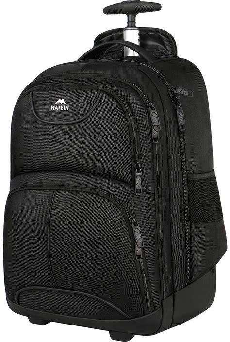 Rolling Backpack, Matein Waterproof College Wheeled Travel Backpack, Black | eBay